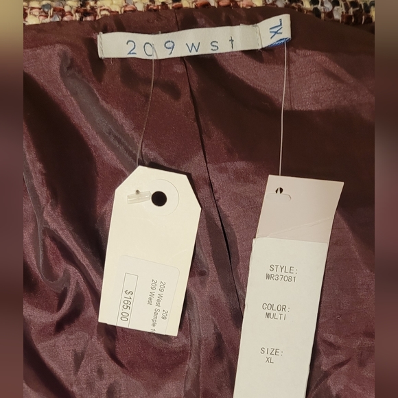 209 West | NWT Women's Multicolor Tweed Coat Size XL - Picture 5 of 6